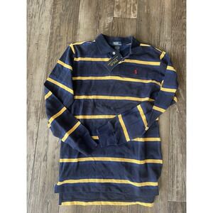 POLO RALPH LAUREN RUGBY SHIRT Boys Youth SIZE XL  FRENCH NAVY/ARCTIC YELLOW Read